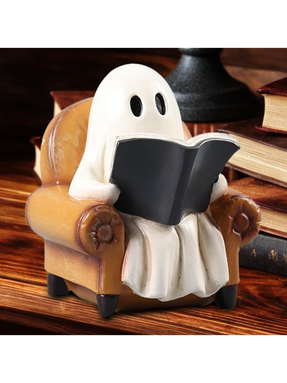 Halloween Ghost Reading Book Statue For Book Lovers Gifts And Indoor Decorations